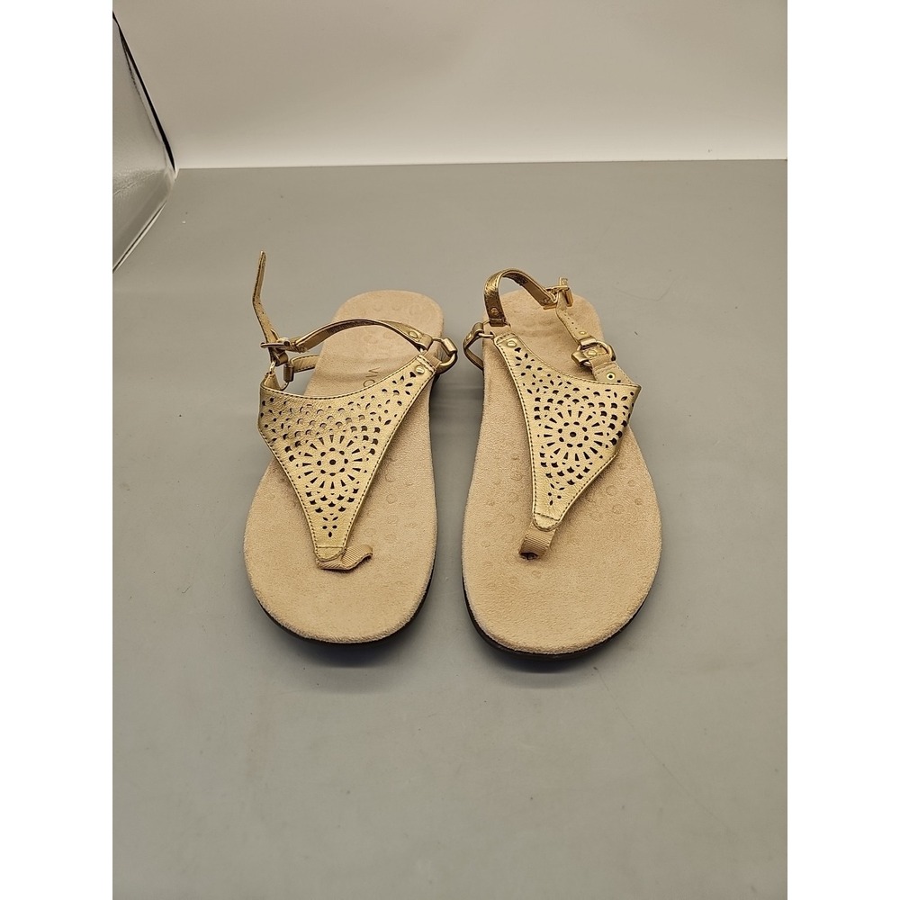 VIONIC Kirra Perf Thong Slingback Sandals T-Strap Comfort Shoes Gold Sz 9 - Picture 1 of 5